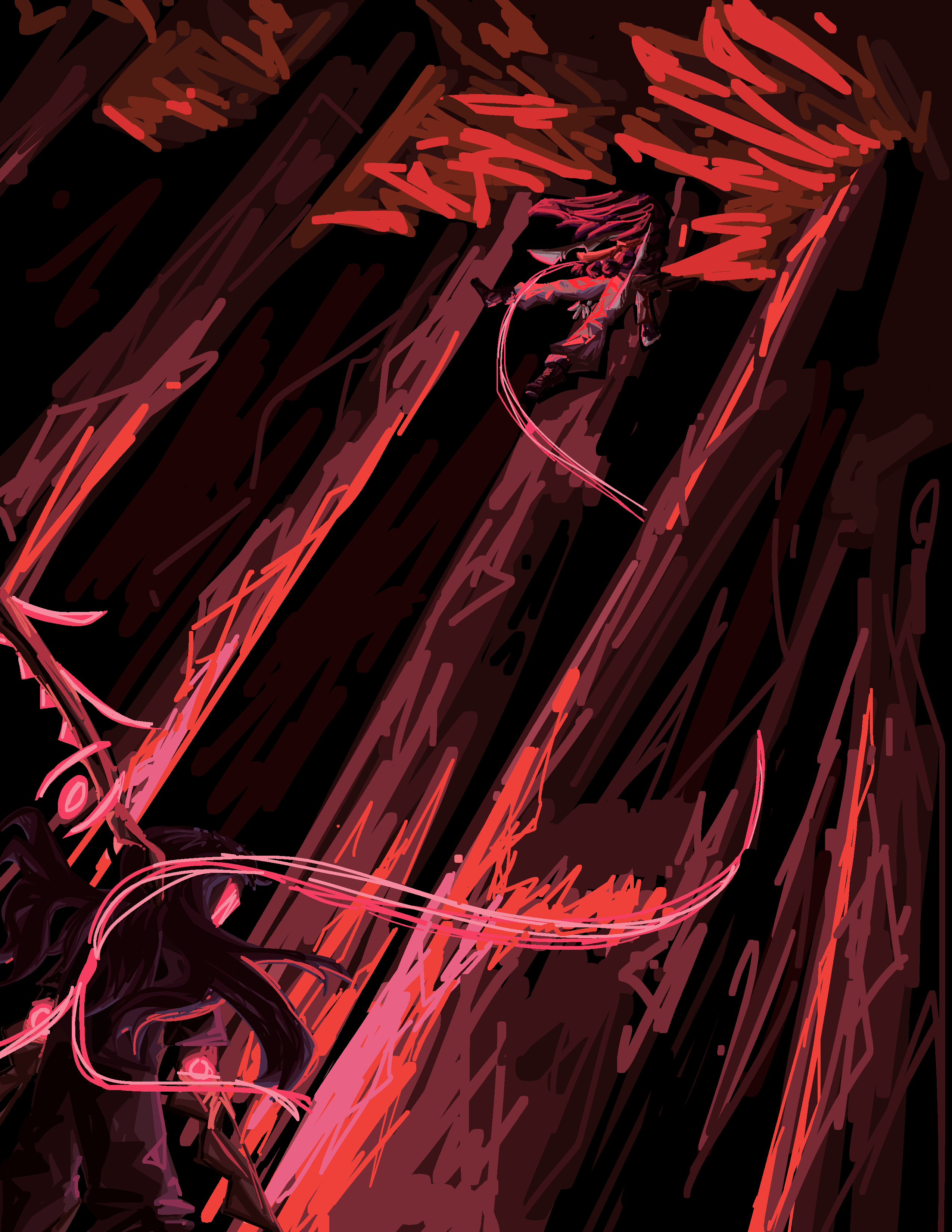 Grim pins Ari to a tree with a claw.