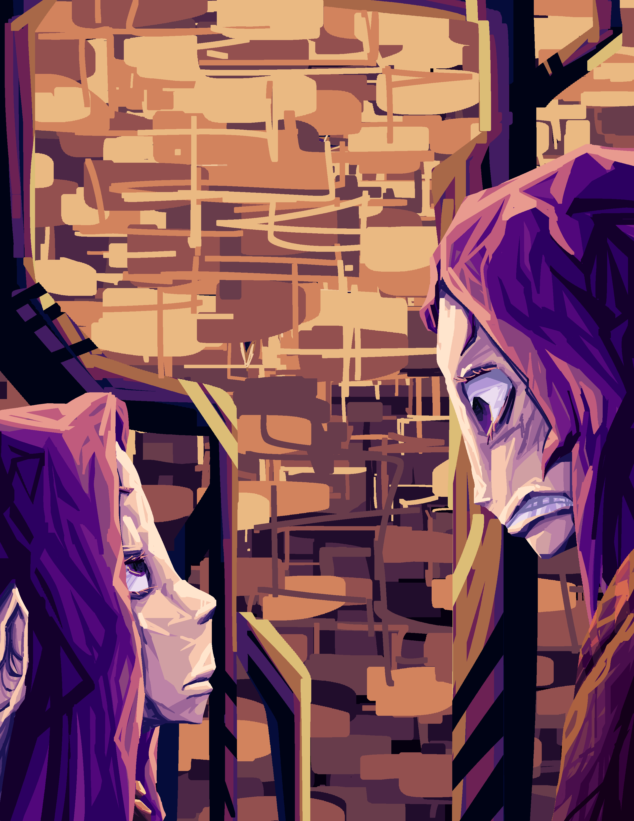 Ari peeks at Duskir's cabin through some vines